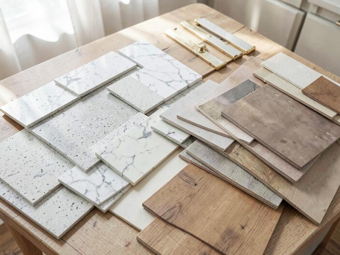 Finish and material selections laid out during the design phase of a renovation